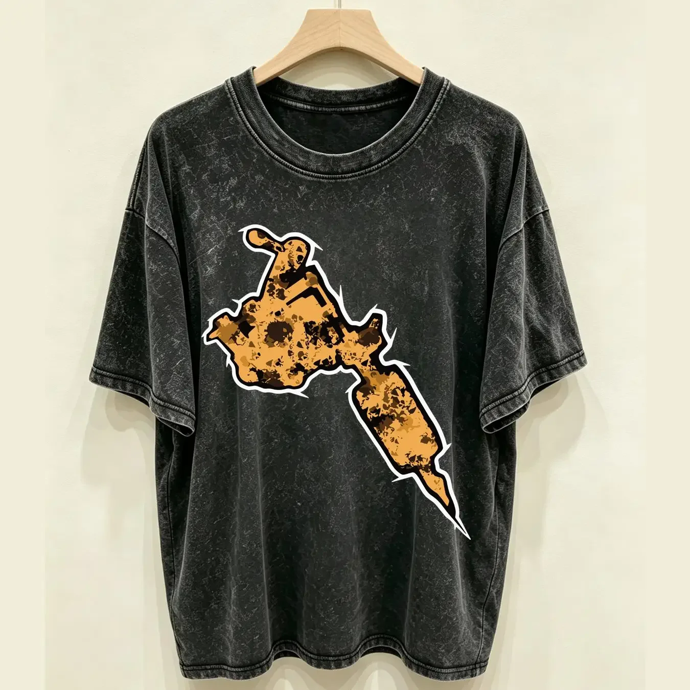 washed T Shirt Gold Tattoo machine artist ink splatter gift mens gifts for men women Awesome idea long or short sleeves Casual