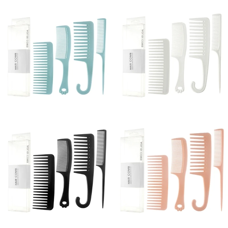 4 Pieces Hair Comb Set Barber Tooth Comb Hair Styling Comb Wide Teeth Comb Detangling Hair Brush for Men and Women 918D