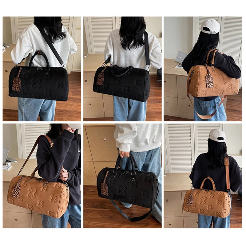 Women'S Fashion Bag PU Leather Gym Fitness Yoga Travel Tote Luggage Boston Handbag Outdoor Duffle Sports Shoulder Tote Bag