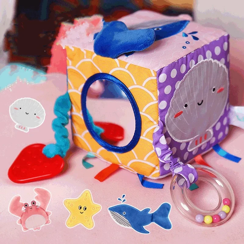 어린이 퍼즐 플러시 장난감 아기 동물인지 주사위 교육 계몽 유아 침대 옆 딸랑이 진정 감정 수면 보조