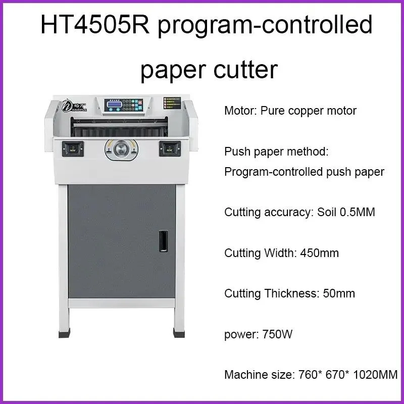 A3 Digital NC Paper Trimmer, HT4505R Auto Cutting Unit, High Accuracy Document Shear Office Finishing