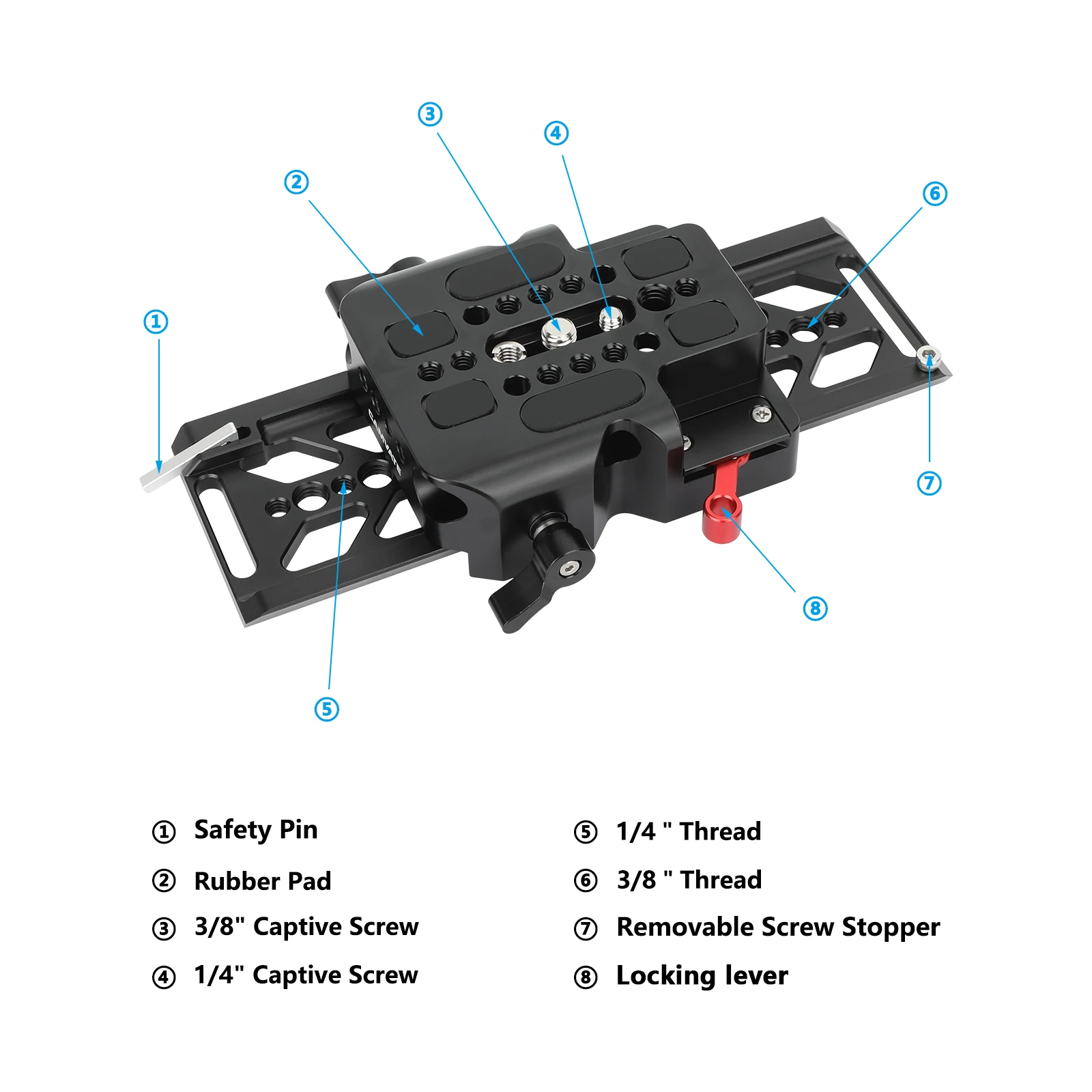 HDRig 8" ARRI standaard zwaluwstaartplaat en 15 mm LWS-grondplaat, duurzame camerabeugel voor filmische opnamen, compatibel met Sony