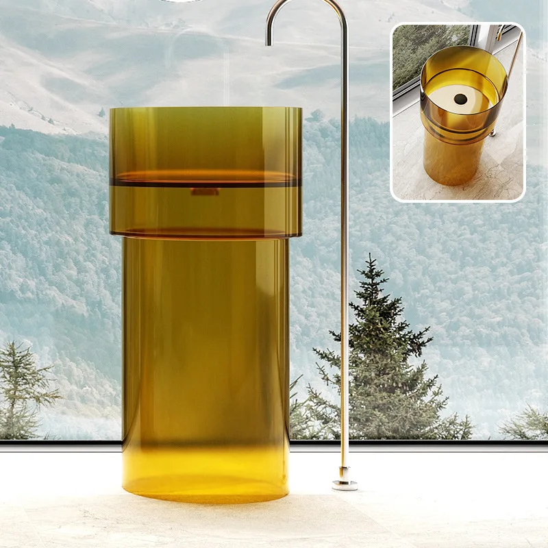 Transparent resin column basin washbasin hotel homestay project integrated landing column basin washbasin