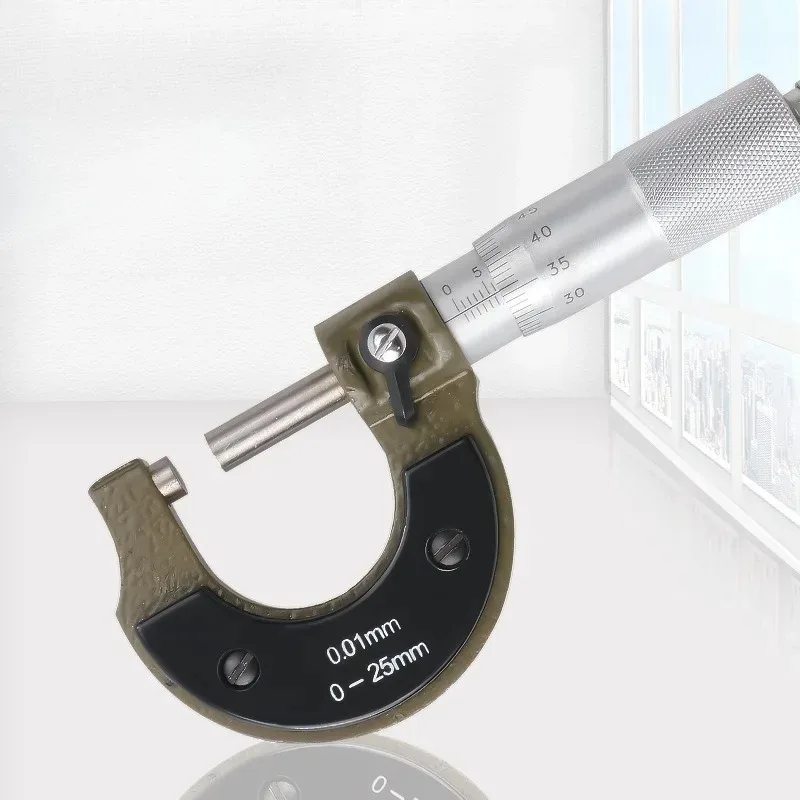 Professional Premium Outside Micrometer Metal Precision 0.01mm Graduation Precision Machinist Tool 0-25mm Measuring Range 1pcs