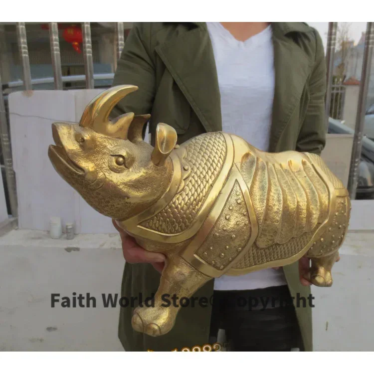 large - office SHOP TOP efficacious Money Drawing GOOD LUCK Rhinoceros Mascot # Equity Stock market FENG SHUI Brass statue