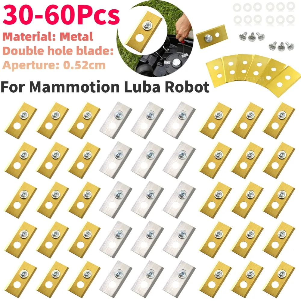 

30-60Pcs Metal Replacement Blades with Washers Screw Lawn Cutting Blade Stainless Steel Mower Blade Set for Mammotion Luba Robot