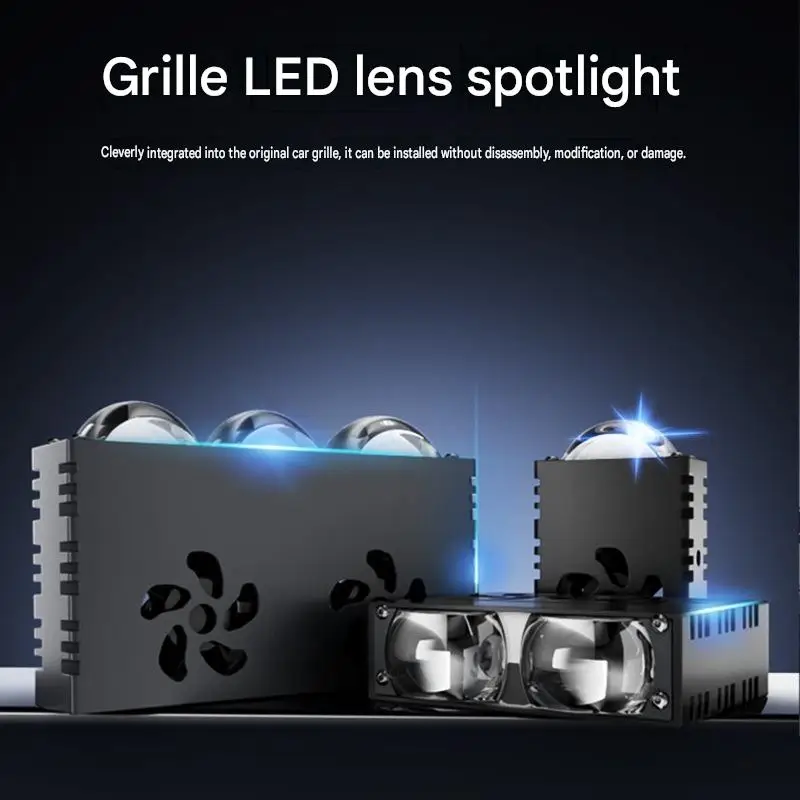 NXY 120W 3 Color LED Grille Lights Strobe Flash Triple Lens Spotlight Car Front Bumper Grill Lamp Offroad Driving Light Kit