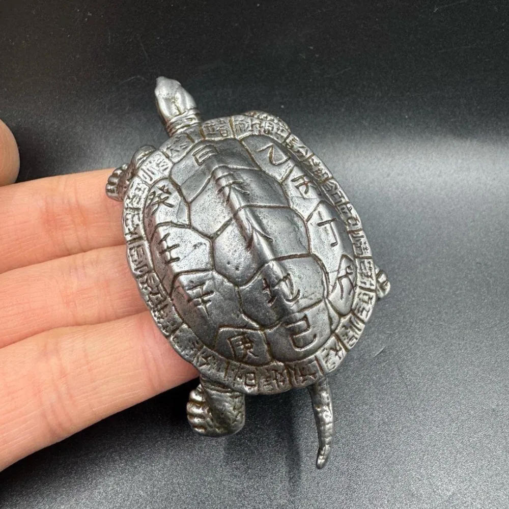 

7.5cm Antique Tibetan Tiantie Longevity Turtle Black Turtle Turtle Meteoric Iron Ornament Desk Small Ornament Home Decor