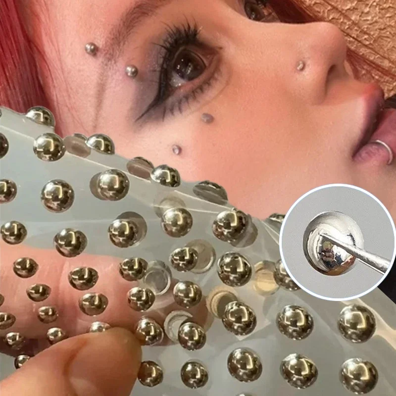 Fake Lip Nose Ring Sticker Non Piercing Eyebrow Belly Button Nails Self Adhesive Reusable Jewelry Eyebrow Earring Studs Stickers