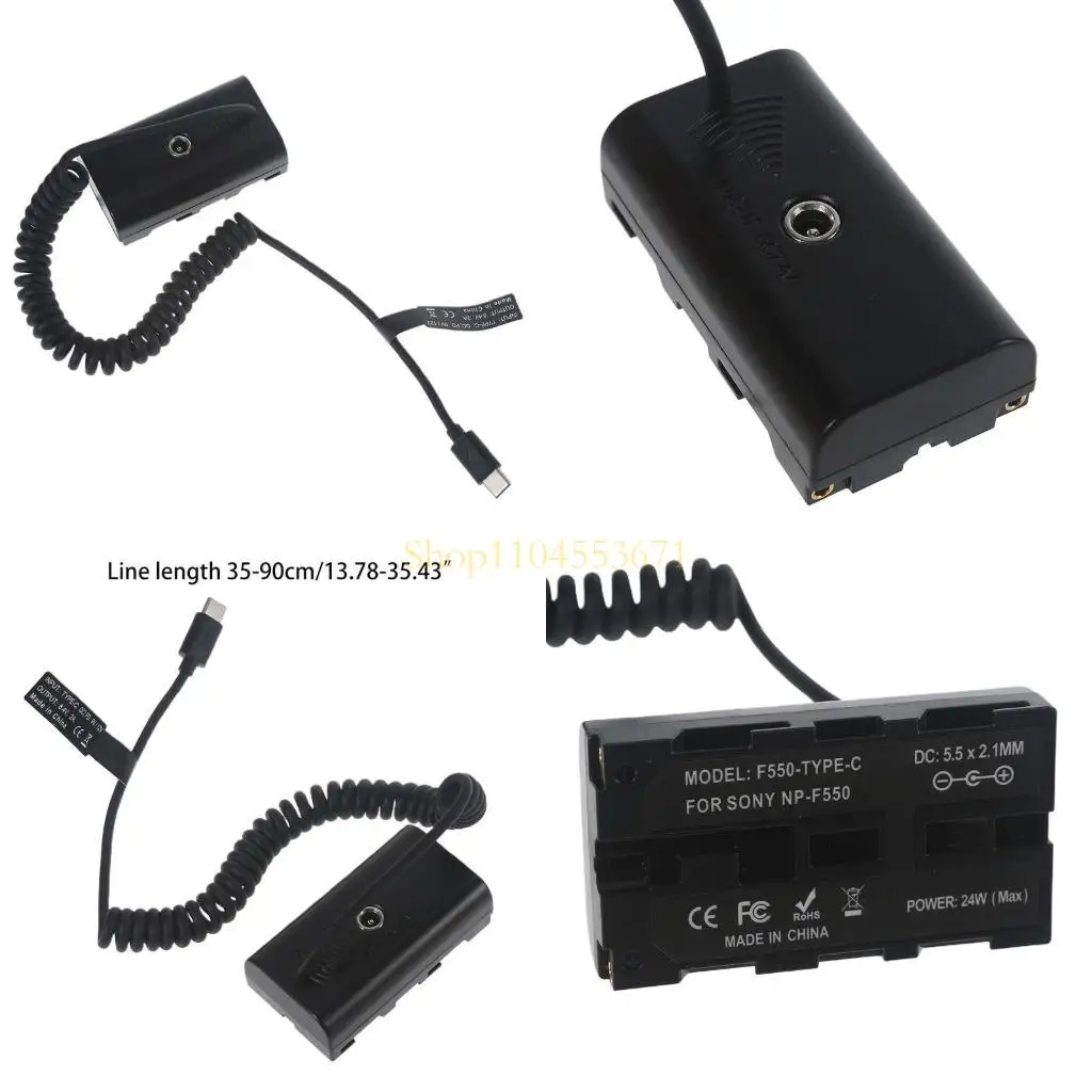 Best Seller Type C to NP F550 Dummy Battery for Cameras Monitors Power the Camera External Power Adapter Anti-abrasive