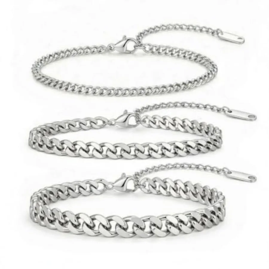 

3PCS Ankle Bracelets for Women 14k Plated Stainless Steel Anklets for Women Waterproof Cuban Link Anklets Layered Plus Size Ank