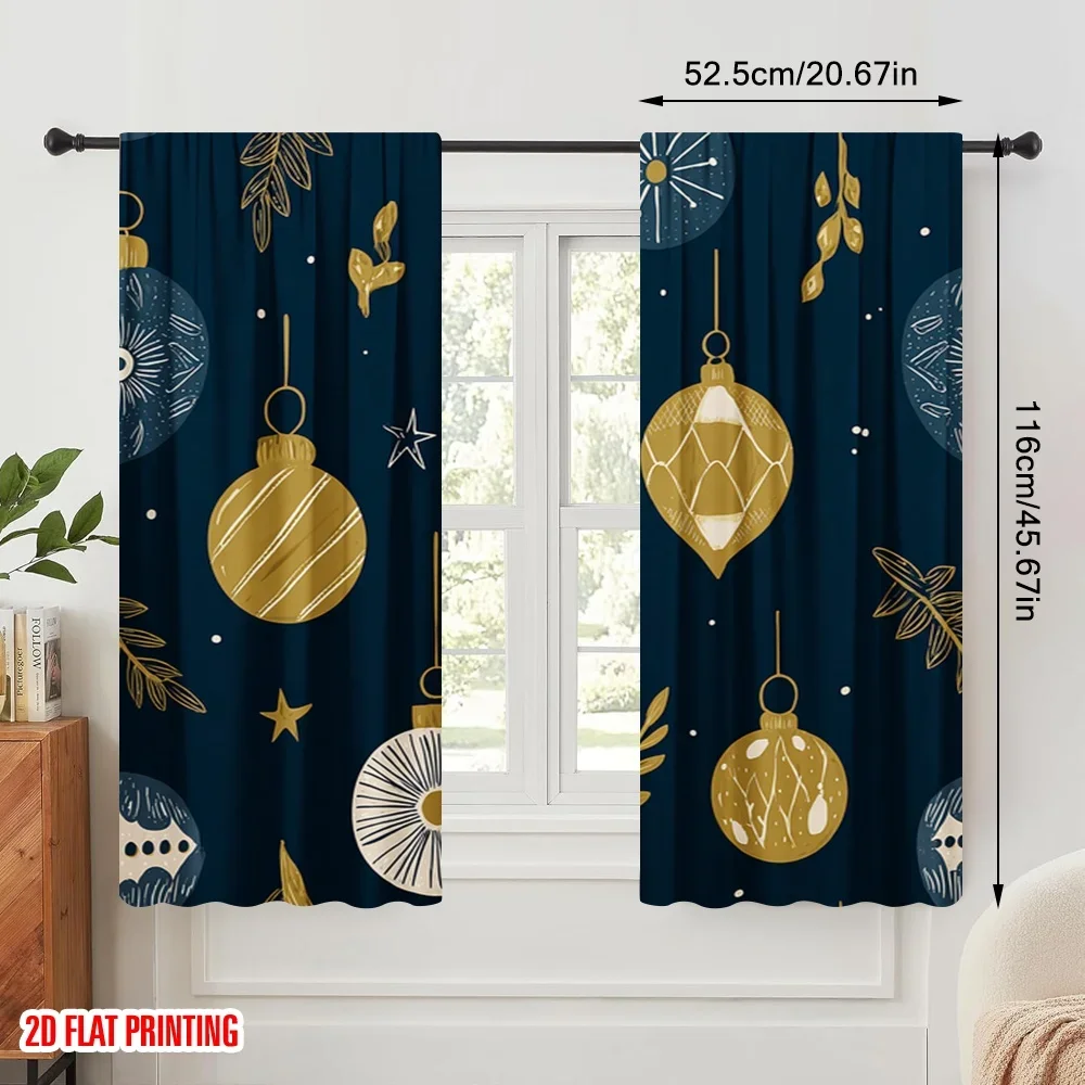 2pcs,2D plane printing Creative Curtains Christmas Decorating Planet Polyester Easy Install (without rod) Holiday Use for Living