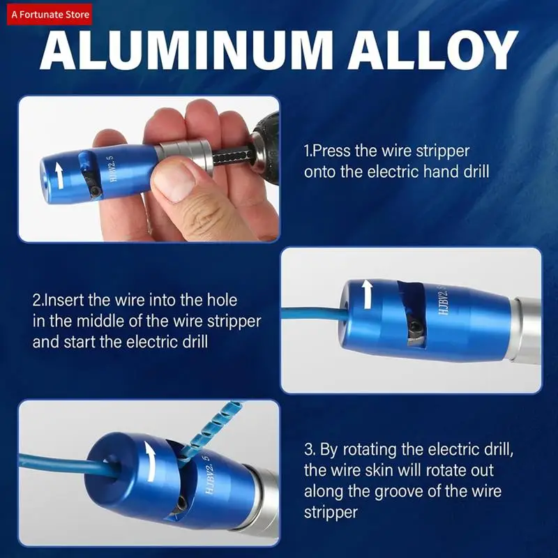 

Wire Stripper, Aluminum Alloy Wire Stripper Tool For Drill, Electrician Fast Peeling Tools, Drill Wire Stripper Durable