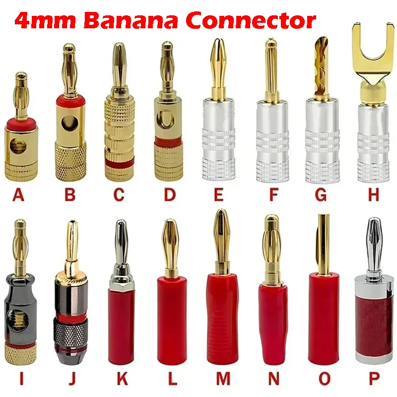 

10/20pcs Banana plugs 24K Gold-plated 4MM Banana Connector with Screw Lock For Audio Jack Speaker Plugs