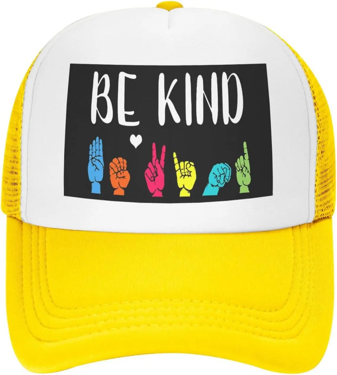 Be Kind ASL Sign Language Trucker Hat Adjustable Mesh Baseball Snapback Cap for Unisex