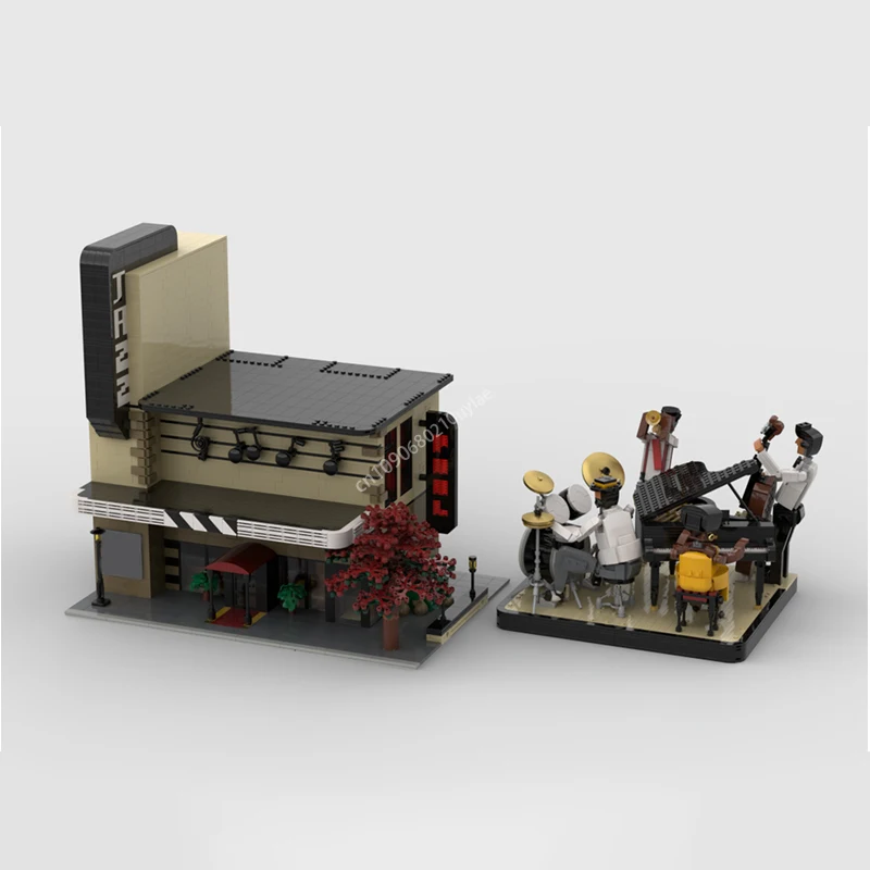 MOC Modular Jazz Club Display for Set 21334 Quartet Creative Street View Model Building Block Diy Kids Assembly Bricks Toys Gift