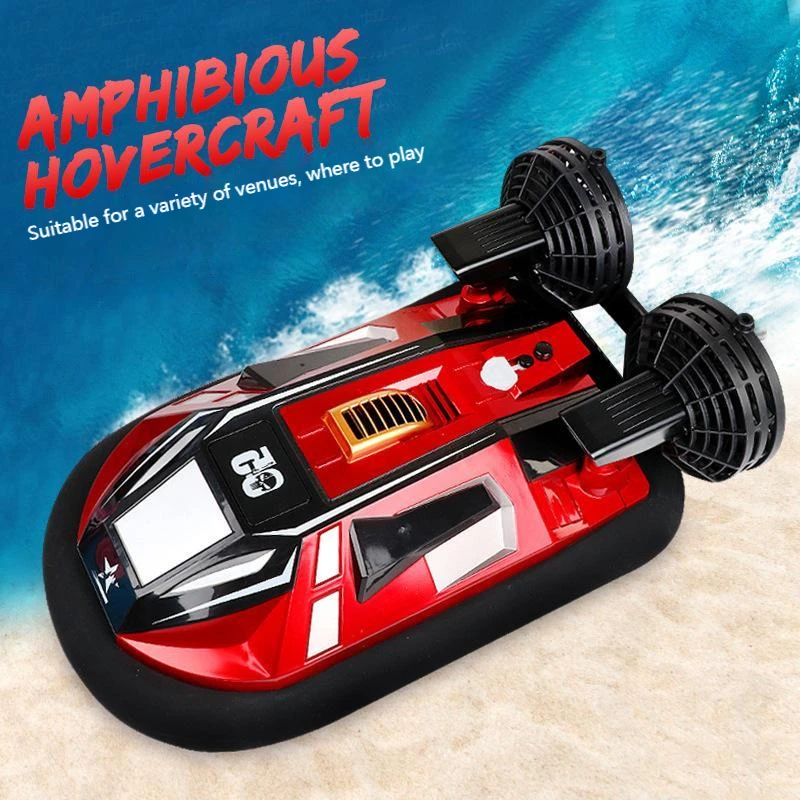 2.4G Remote Control Boat Amphibious Hovercraft Simulation High-speed Speedboat Warship Waterproof Electric Toy Birthday Gift