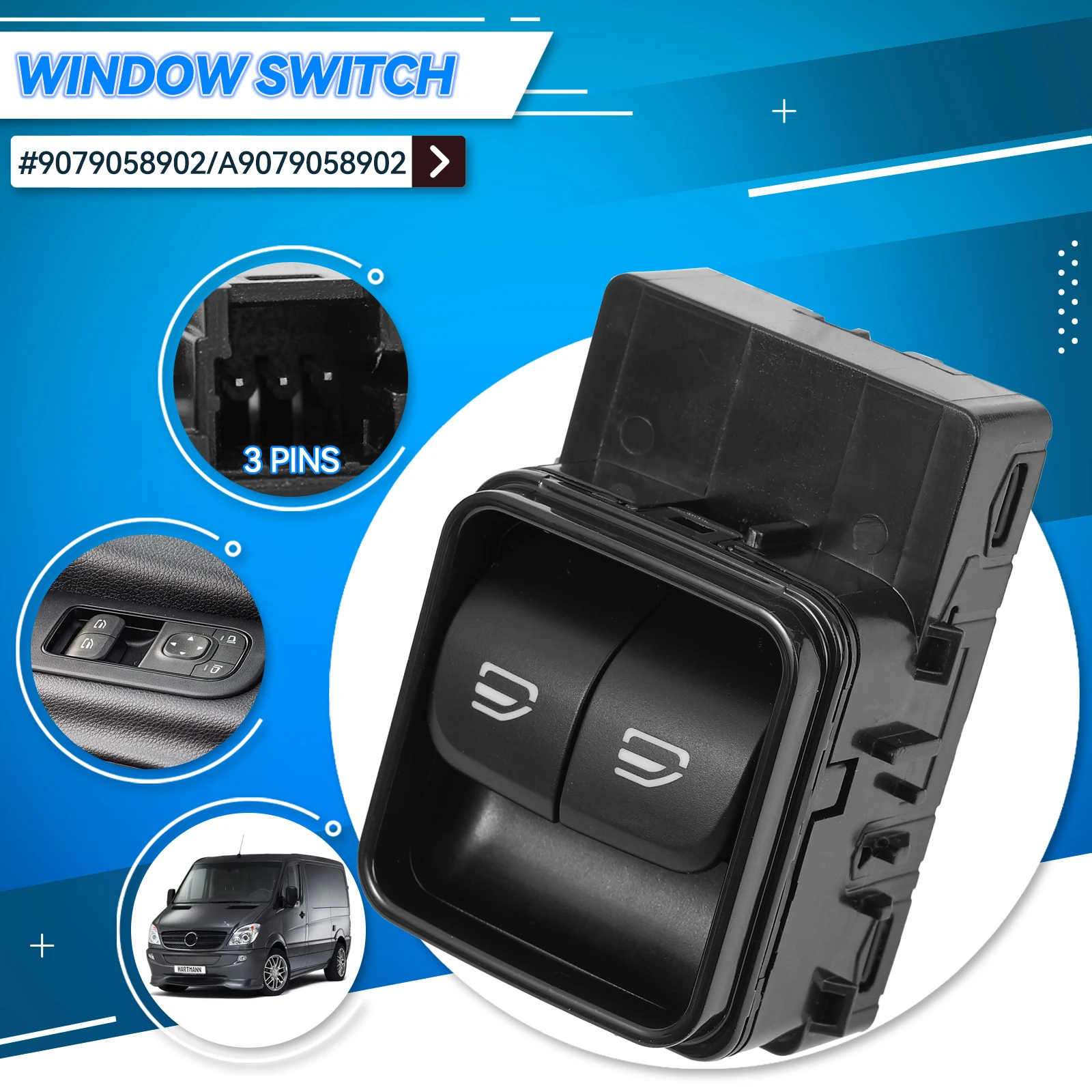 

Electric Window Control Switch Lifter Button Master Front 9079058902 A9079058902 For Mercedes Benz Sprinter 907 910 2018-2022