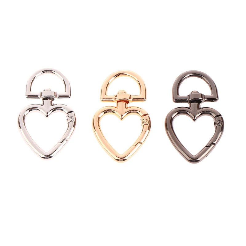 5PCS Zinc Alloy Peach Heart Shape Metal Spring Clasp Carabiner Key Ring Connectors For Keychain Snap Clasp Jewelry Material New