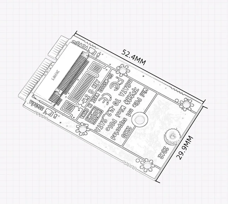 MSATA to M.2 SATA adapter card MSATA to NGFF adapter card SSD hard disk expansion card 2230/2242