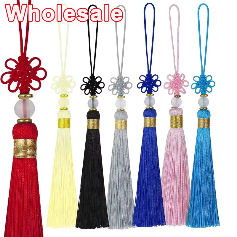 

Wholesale 2-20Pcs Small Chinese Knots Craft Tassels Handmade Silky Mini Beaded Tassels for Jewelry Making DIY Bookmark Supplies