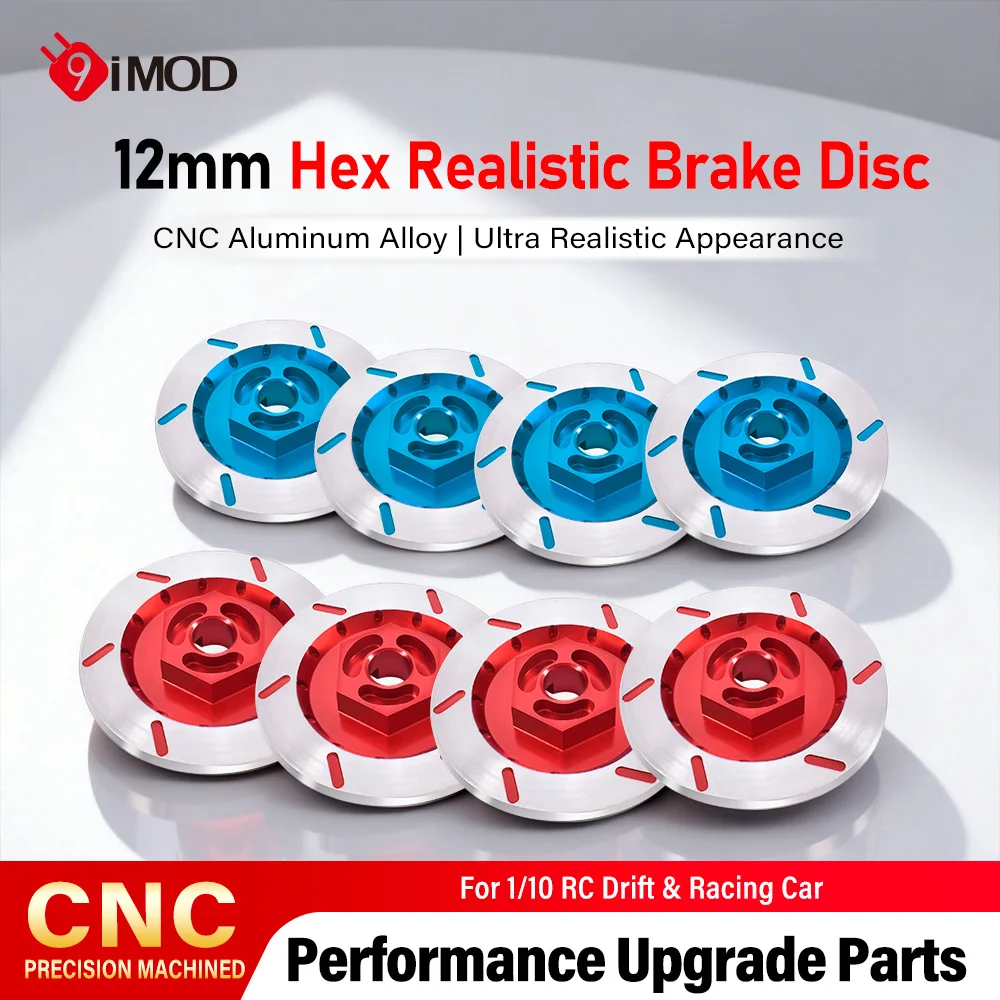 9IMOD 12mm Aluminum Alloy Wheel Hub Adapter Brake Disc Style for TT01 TT02 1 10 RC On Road Racing Car Wheel Hex Adapter 4PCS