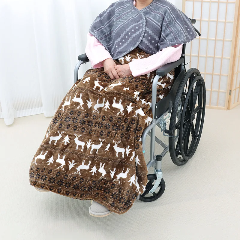 車椅子用膝温めブランケット-厚手の車椅子用ラップブランケット-高齢患者用膝ガード-高齢者用半身車椅子カバー
