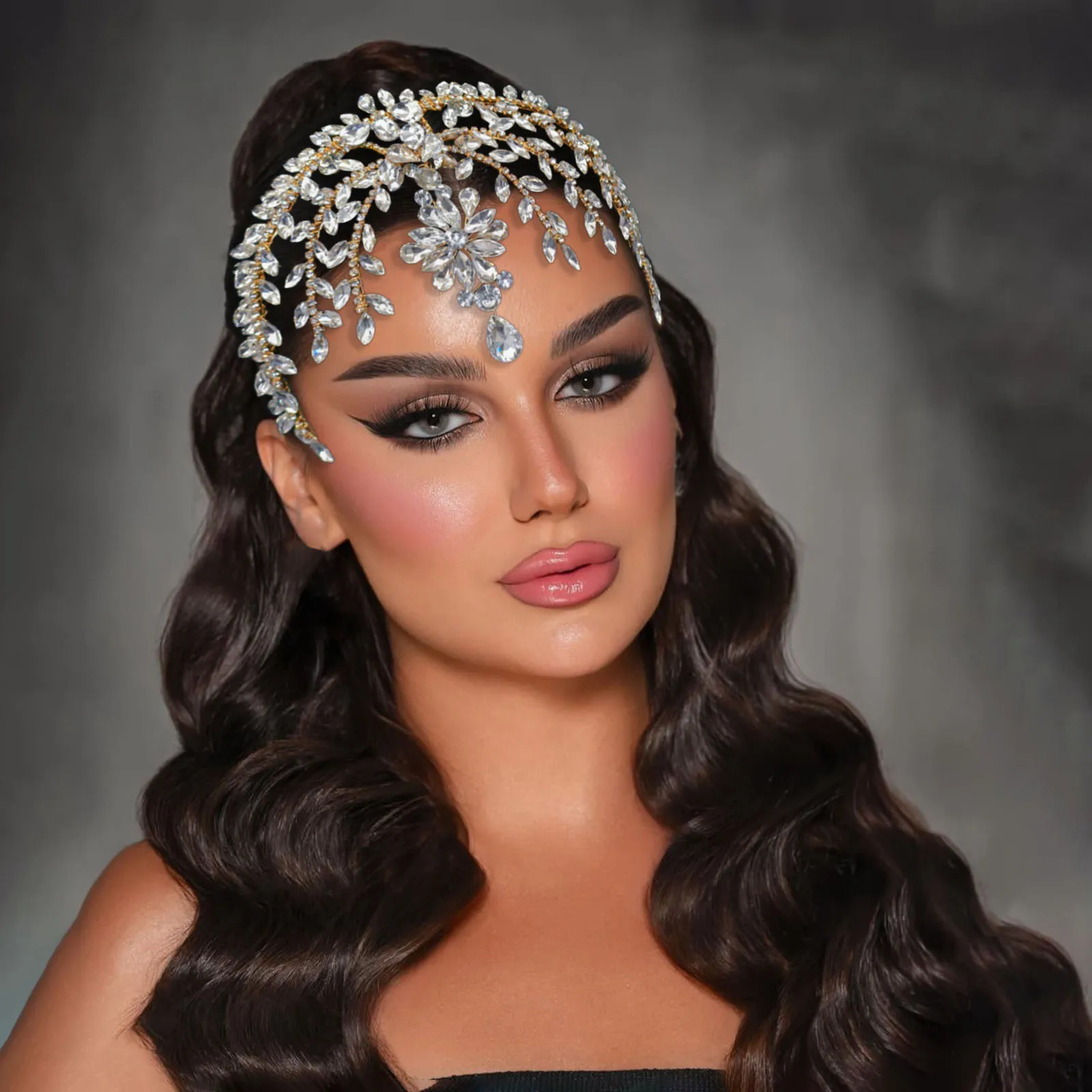 DZ009 Rhinestone Bride Forehead Headband Women Headdress Water Drop Bridal Head Chain Wedding Hair Ornament Crystal Hair Chain