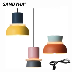 SANDYHA-lámpara colgante de Macaron moderna con enchufe, suspensión Led, sala de estar, estudio, Bar, comedor, cabecera, dormitorio, decoración de iluminación