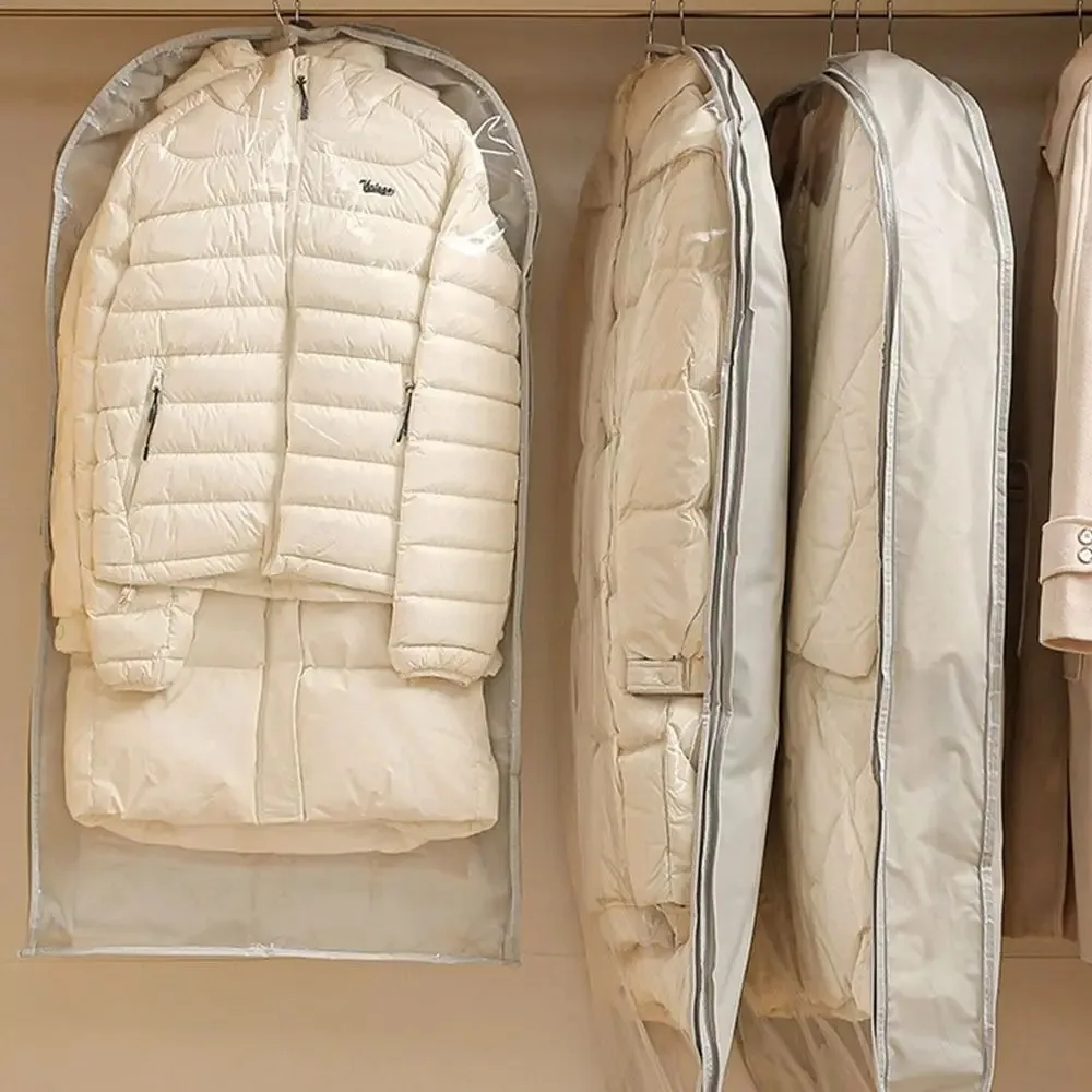 

Foldable Clothes Dust Bag Transparent Reusable Compression Storage Bag Zipper Hanging Garment Protector Suits/Dress/Jacket