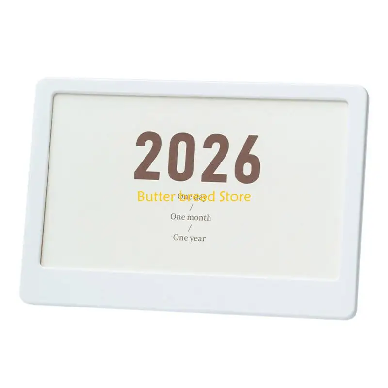 W89C 2026 Calendar Display Stand With Photo Frame Compartment Adjustable Tilt Mechanism Double Function Office Accessory