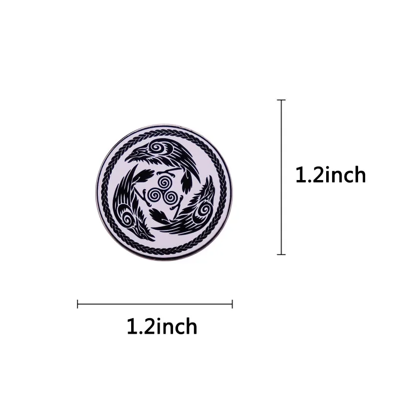 Morrigan Ravens enamel pin Common raven Norse-Celtic symbols Viking art button jewelry accessories