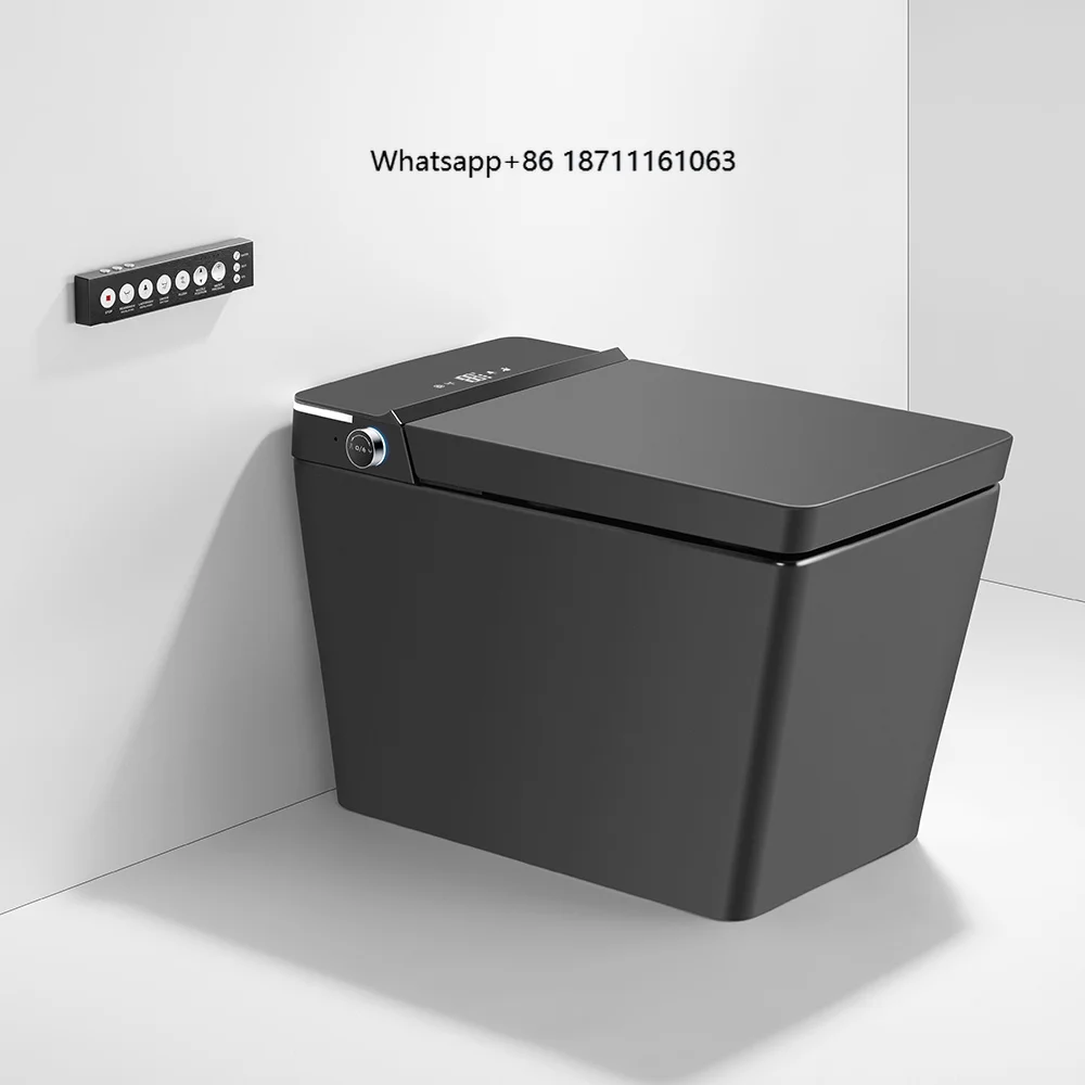 Smart Automatic Intelligent Toilet with Bidet, Remote Control, Floor Mounted Design, Auto Flush, Ceramic Bowl (110V/220V)
