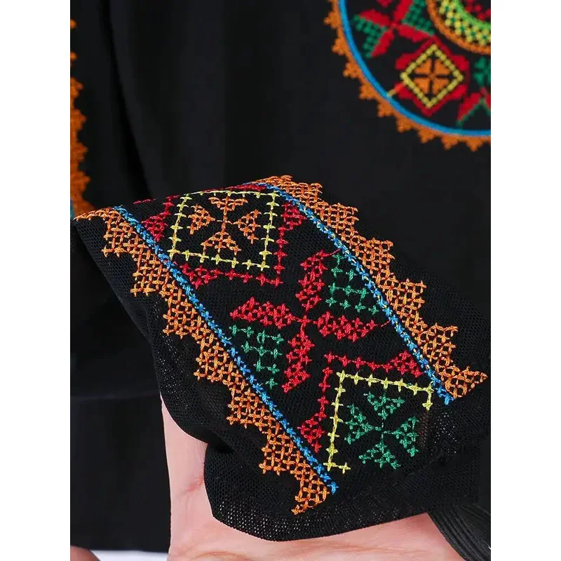 شينجيانغ أعلى العرقية المميزة المطرزة نمط الإناث الأويغور الفن امتحان ممارسة ارتداء قميص زي ساحة الرقص