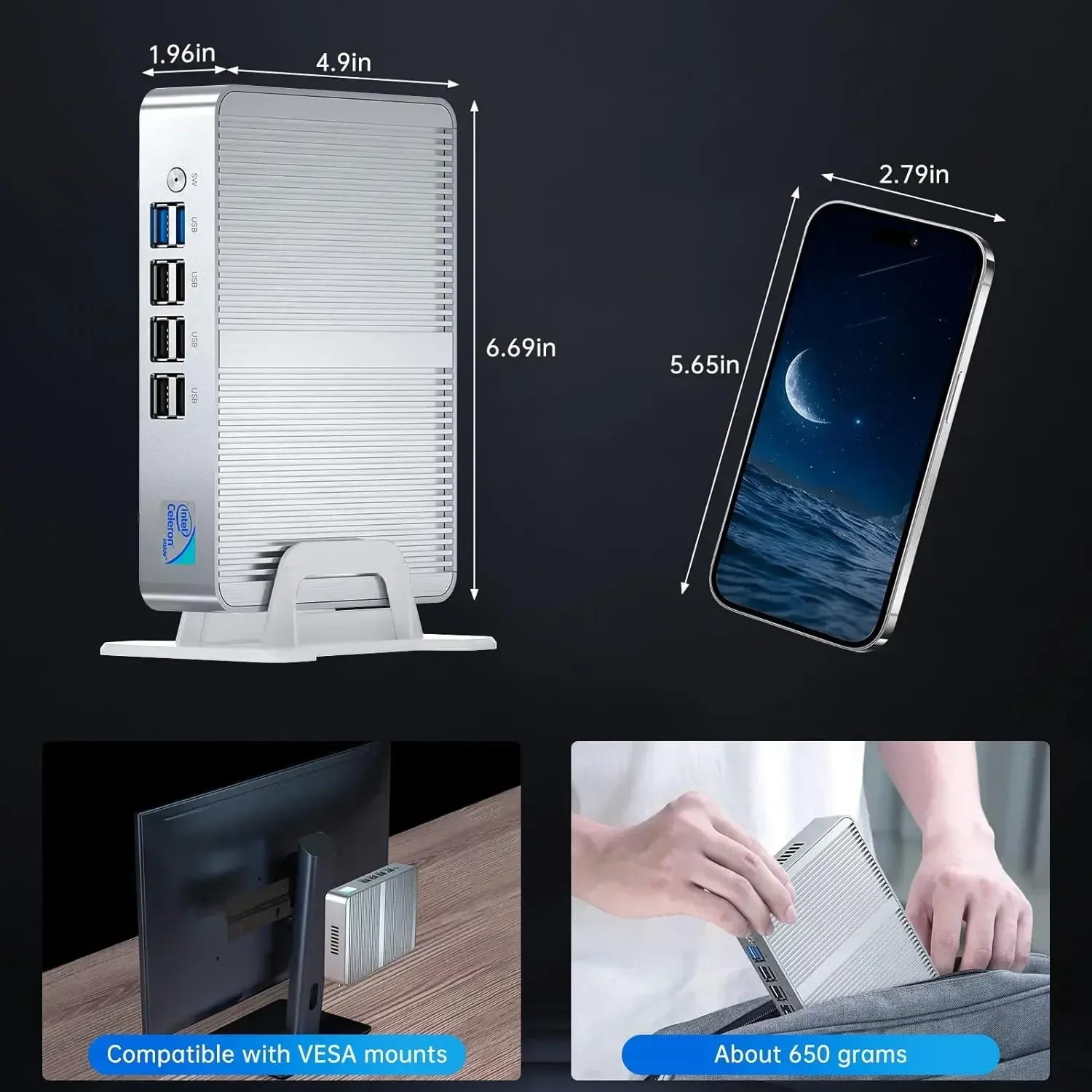 كمبيوتر صغير Topton In-tel N100 Windows11/Linux مع شاشة RJ45 LAN 3*HD مزدوجة وBT wifi minipc