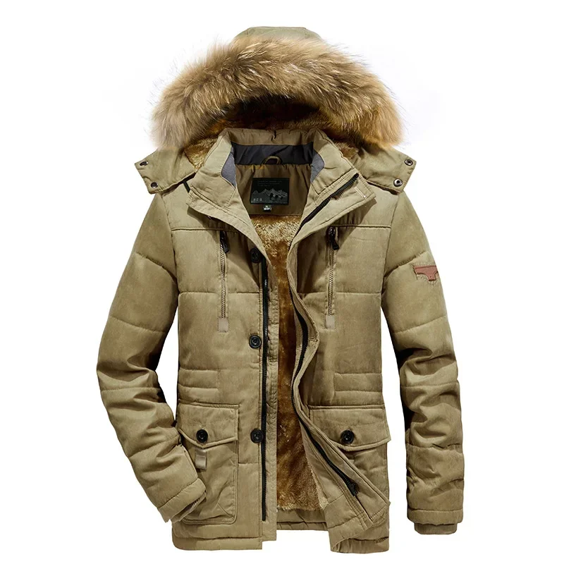 Parka à capuche avec col en fourrure pour hommes, veste d\'hiver chaude, manteau décontracté, optique, sourire, imperméable, mode, automne, nouveau