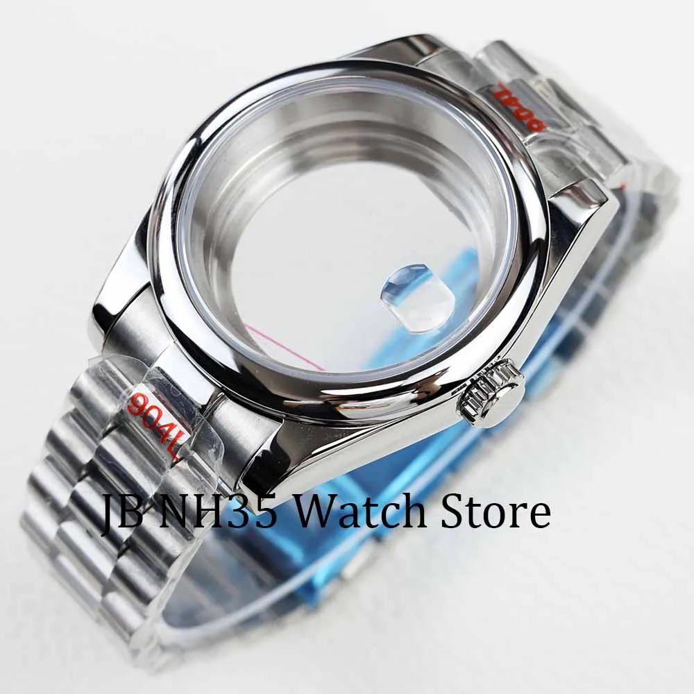 36MM/39MM Watch Case Fit NH35 NH36 Movement Sapphire Glass Round Edge 100m Waterproof 28.5mm dial Presidential Bracelet Strap