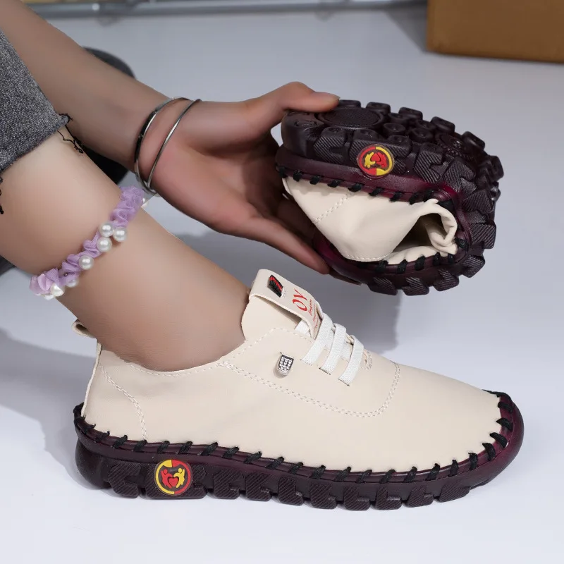 

Sneakers for Women Soft Comfort Flat Loafers Shoes Slip on Shoes New Fad Outdoor Non-slip Casual Leather Shoes Zapatillas Mujer