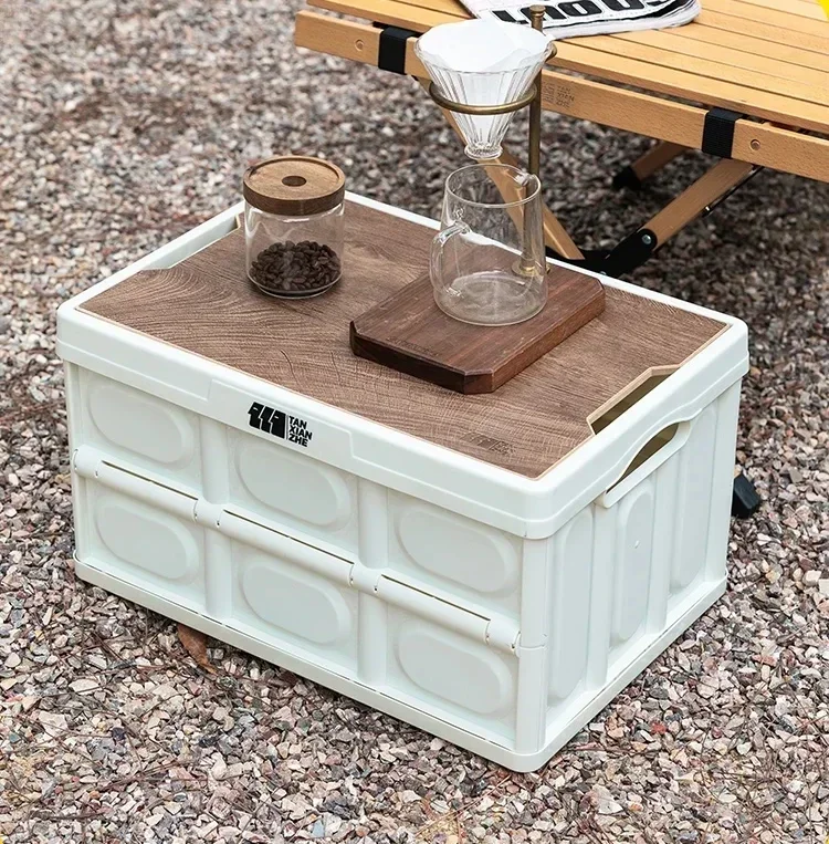 

Outdoor Camping Storage Box Folding Camping Car Finishing Box Portable Trunk Wooden Cover Storage Box M New