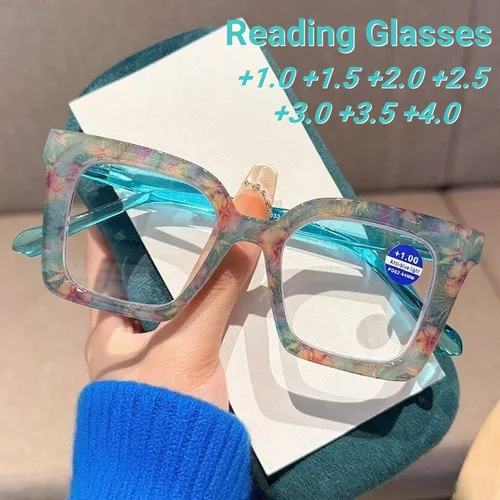 Nuevas gafas de presbicia de colores con montura grande a la moda para mujer, gafas de protección contra luz azul Unisex duraderas y versátiles HD multicolor
