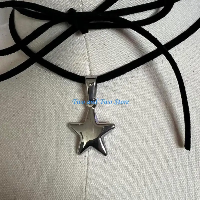 قلادة قلادة HX6F Fashion Star Flower Netlace Simple Clavicle Chain Netlace Jewelry