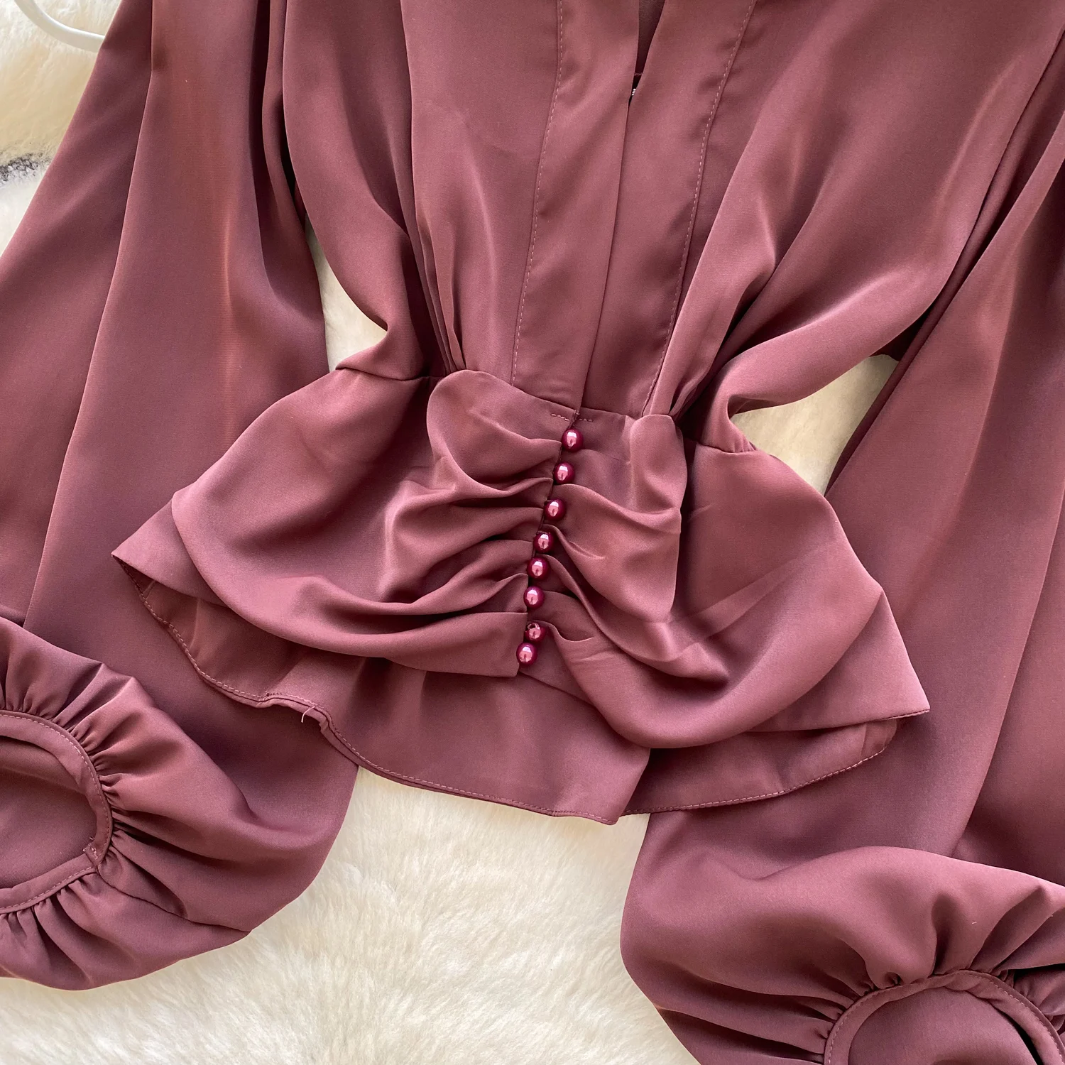 Blusa holgada de manga larga con manga acampanada Vintage, moda coreana, camisa sexi de oficina para mujer, Blusa para mujer