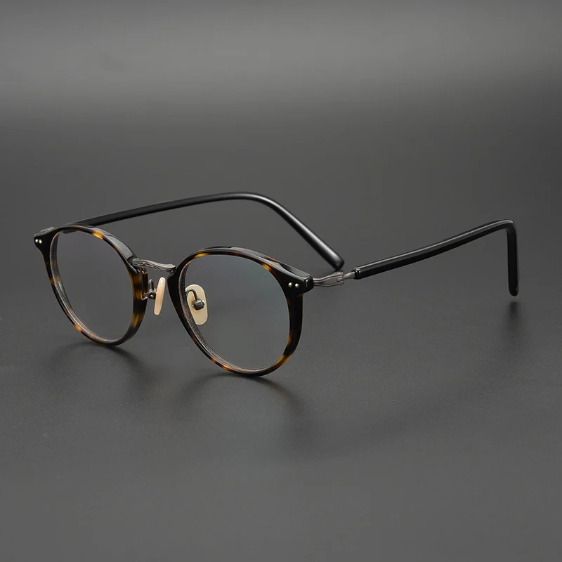 

2025 new Ultra-light handmade Japanese tortoiseshell pure titanium plate glasses frame for men and women, retro literary