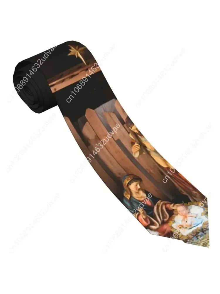 

Christmas Manger Scene Figurines Jesus Mary Neckties Men Women Casual Polyester 8 cm Neck Tie Men Accessories Cravat Business