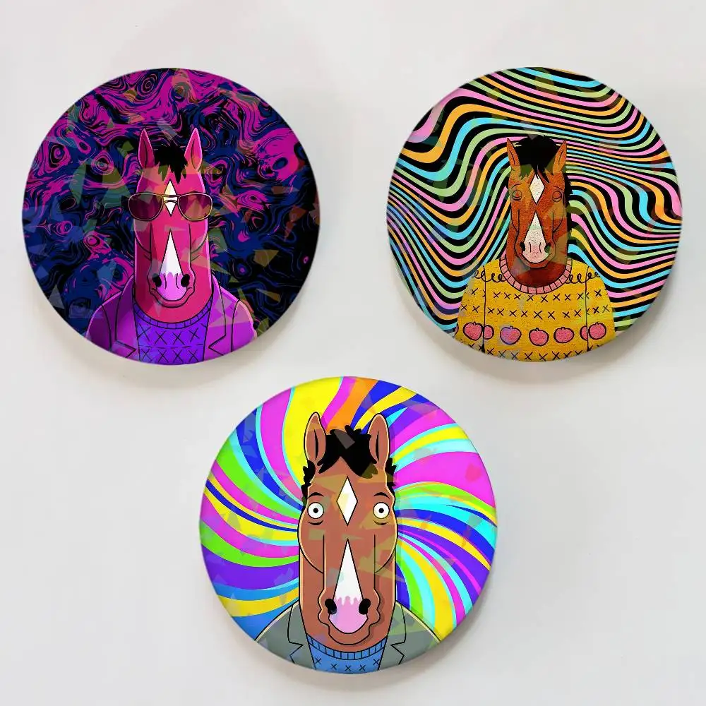 Cartoon B-Bojack H-Horseman Badges Round Laser Badge Brooch Backpack Accessories