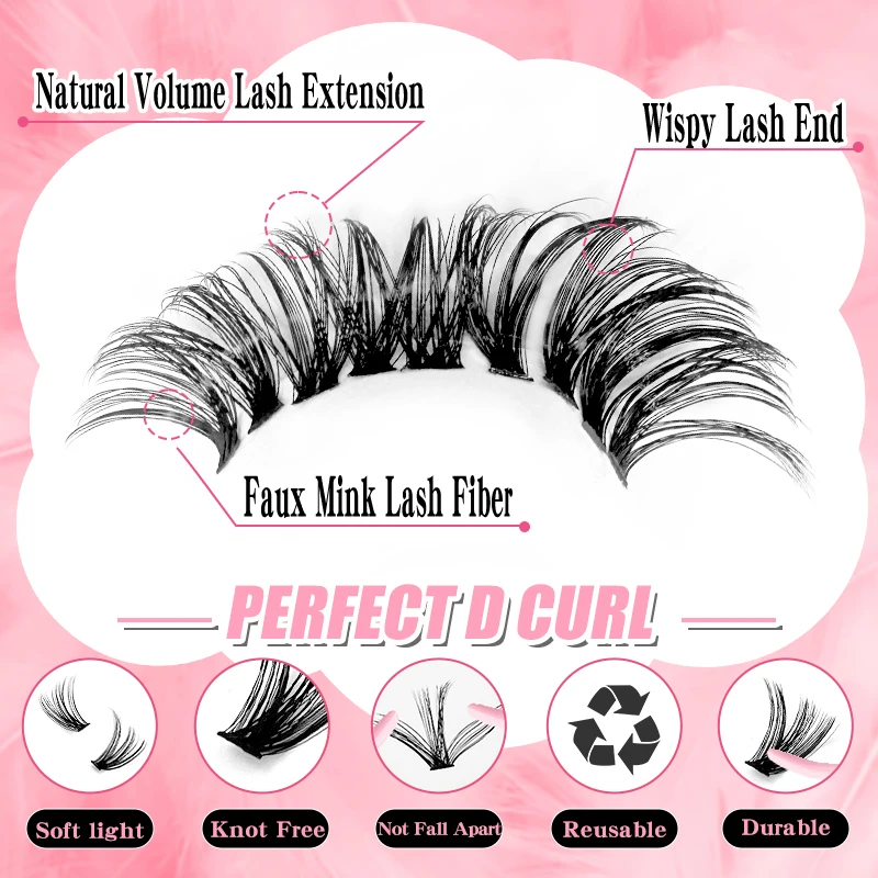 مجموعات الرموش رقيق مانغا الرموش مجموعات DIY متعددة النوع Wispy صينية أسفل الرموش ، سبايك ، مجموعات حجم الرموش عدة