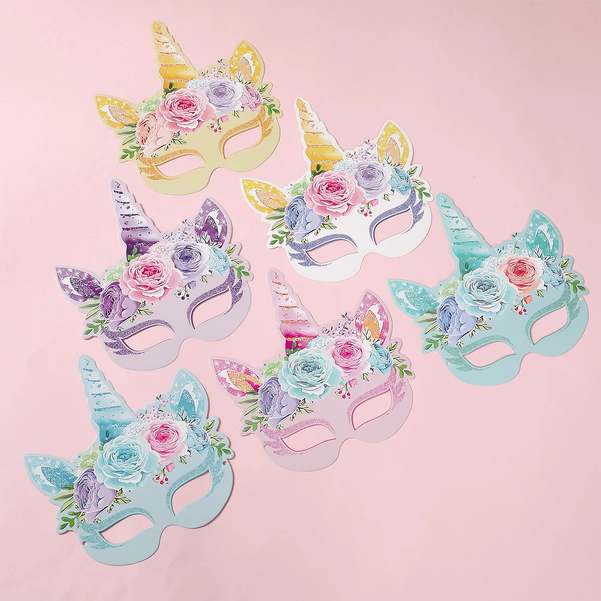 FENGRISE 12PCS Unicorn Paper Masks Gift Unicorn Party Supplies Birthday Paper Party Favors Supplies