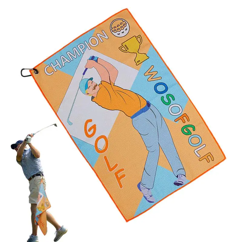 

Quick Dry Towel Golf Towel Included Carabiner Cartoon Printing Quick Drying Sports Towel Gym Towels Fast Drying Towels Easy