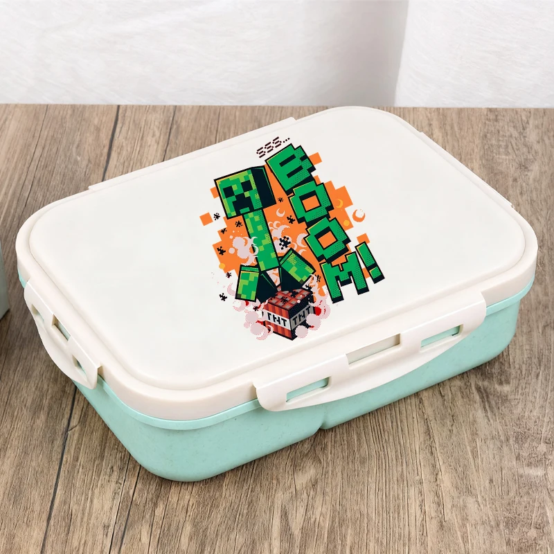 Caixa de Almoço com Tema de Jogo Minecraft, Caixas de Comida Portáteis, Caixas de Almoço para Micro-ondas, Estojo de Piquenique, Recipiente de Comida para Estudantes, Presentes