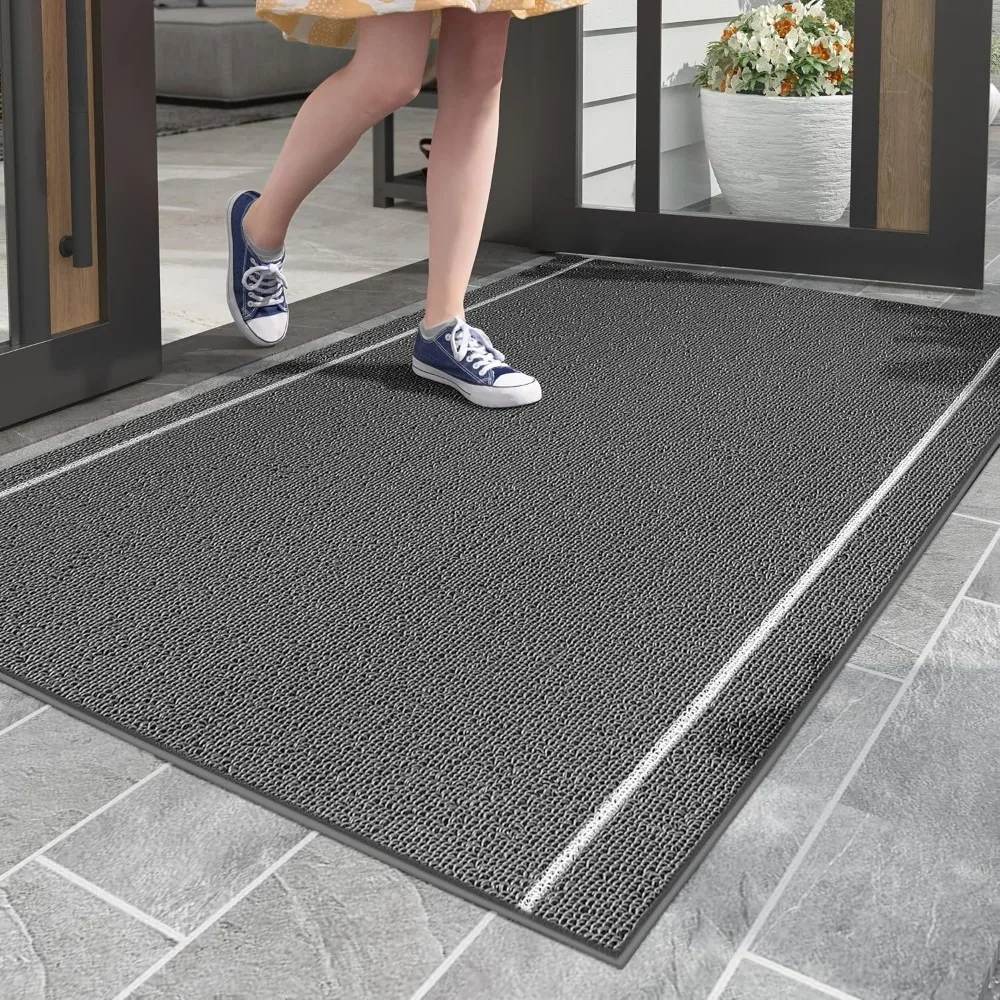 

Large door mat, suitable for outdoor entrances, waterproof | Heavy duty outdoor floor welcome mat external -35 "x59" gray